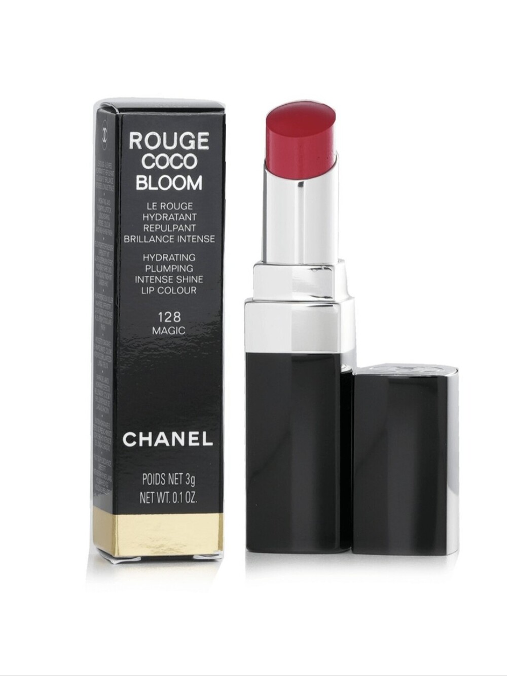 Chanel Rouge Coco Bloom Lip Colour 128 Magic Plumping Intense Shine .1 oz